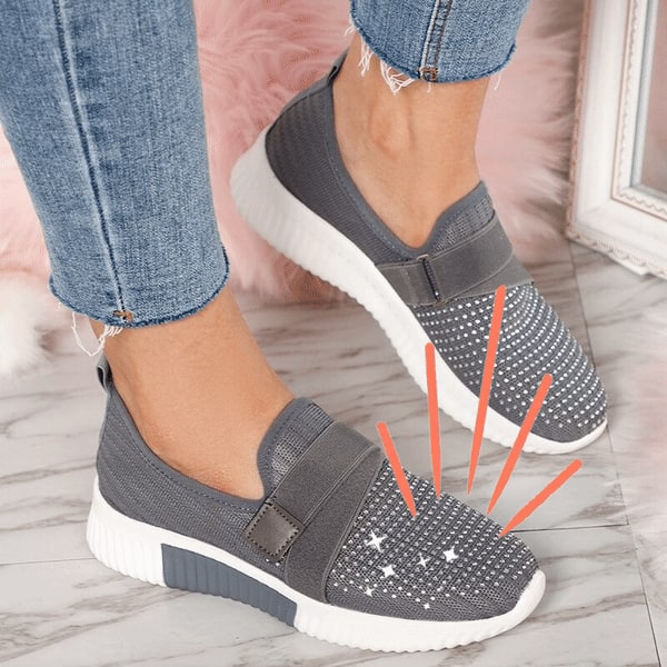 Shoes Walking Sneakers Slip-On Comfort Mesh Rhinestone - Image 1