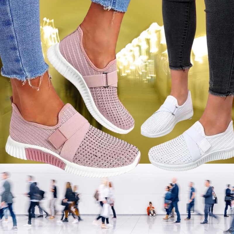 Shoes Walking Sneakers Slip-On Comfort Mesh Rhinestone - Image 10