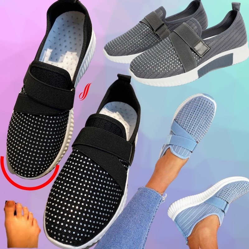 Shoes Walking Sneakers Slip-On Comfort Mesh Rhinestone - Image 11