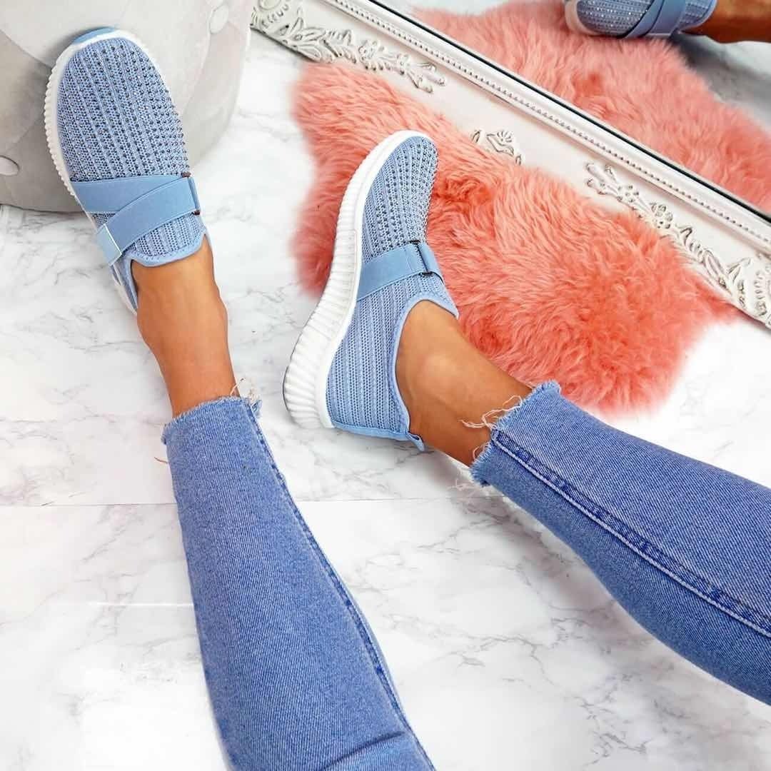 Shoes Walking Sneakers Slip-On Comfort Mesh Rhinestone - Image 12