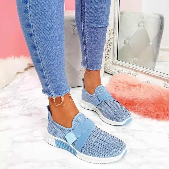 Shoes Walking Sneakers Slip-On Comfort Mesh Rhinestone - Image 7