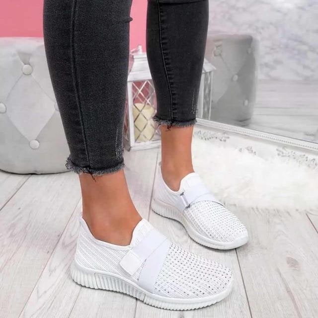 Shoes Walking Sneakers Slip-On Comfort Mesh Rhinestone - Image 9