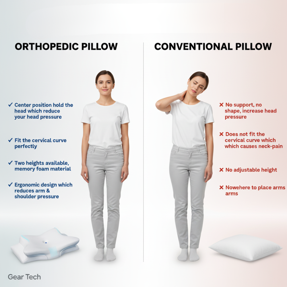 Side Sleeper Pillow Memory Foam Neck Pain Ergonomic Back Cervical - Image 8