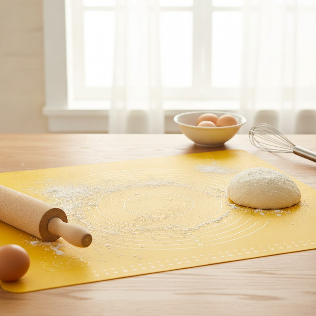 silicone baking mat in use, lifestyle scene
