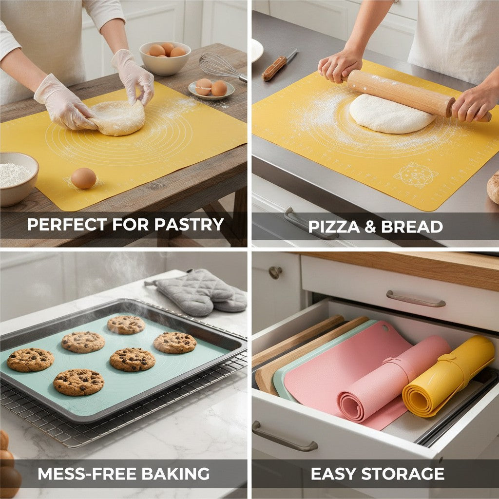 Silicone Baking Mat Extra Large, Nonstick Pastry Mat with Measurements, Dough Rolling Kneading Pad benefits