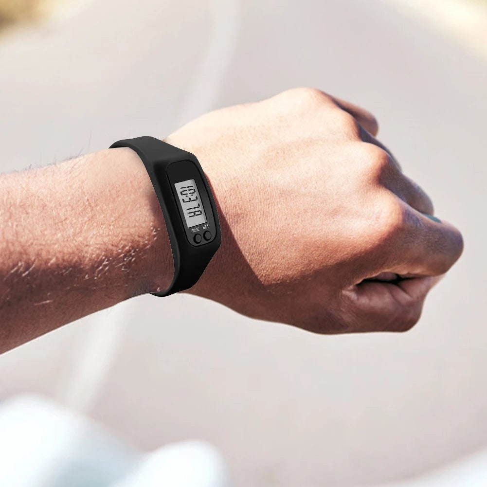 Silicone Band Fitness Tracker Step Counter Display Watch - Image 2