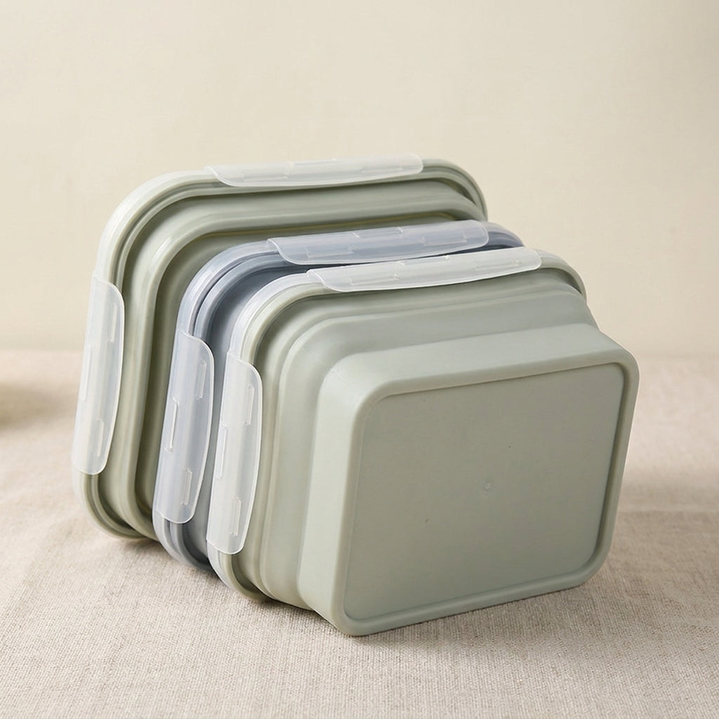 Lunch Box Collapsible Microwave Safe Container Set - angle
