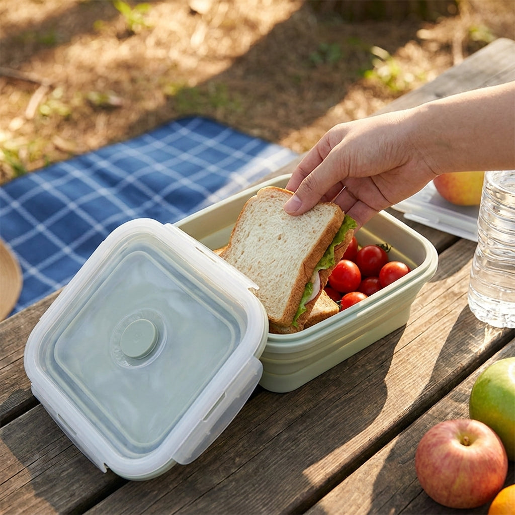Lunch Box Collapsible Microwave Safe Container Set - in-use