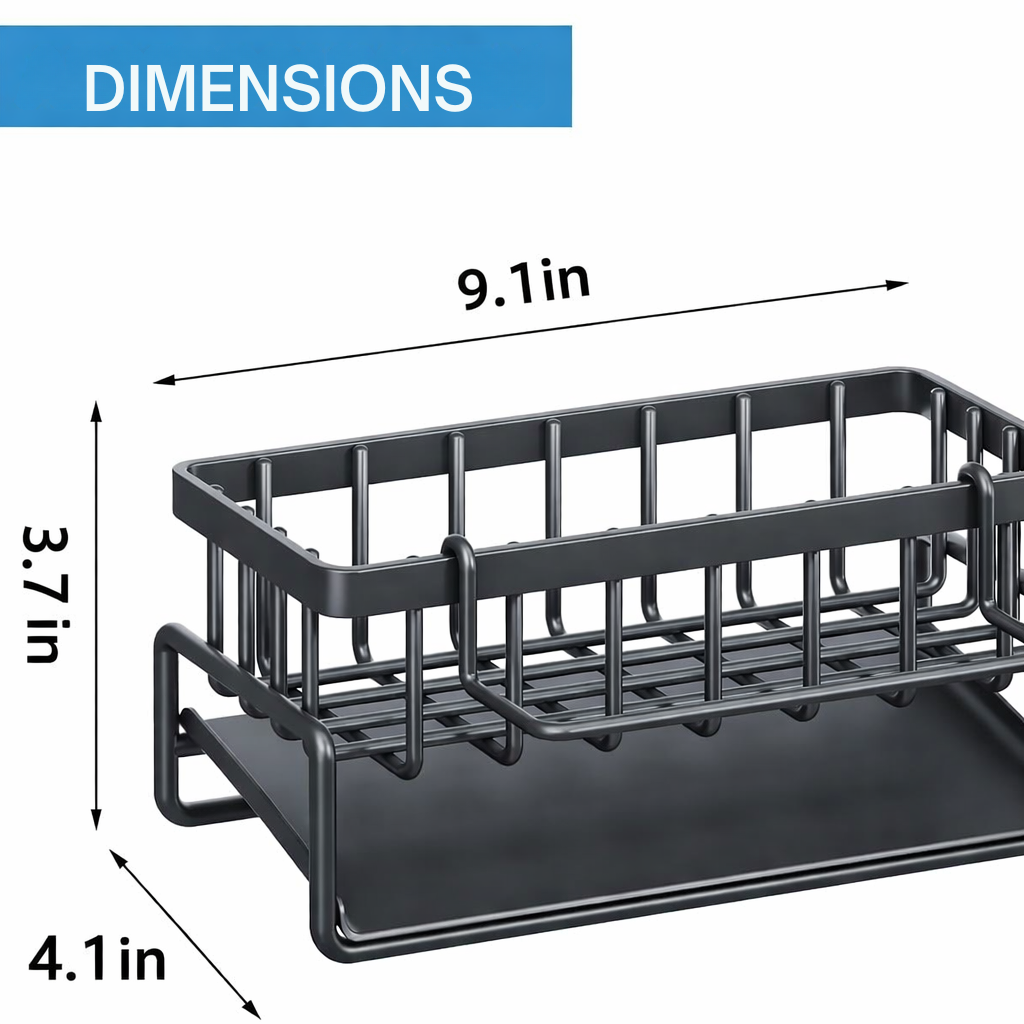 Sink Caddy Kitchen Sink Organizer Multi-Compartment Rack Towel Bar - Image 7