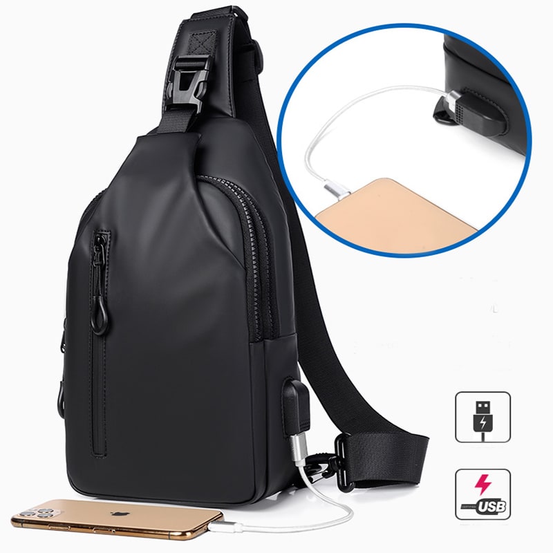 Sling Bag Crossbody Shoulder Chest Pack USB Port Leisure Travel - Image 10