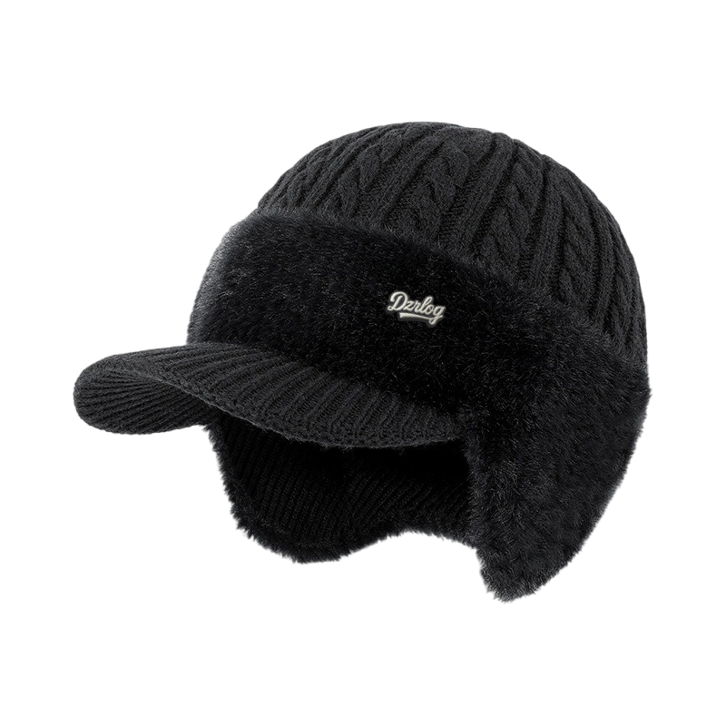 Snow Hat Aviator Knitted Faux Fur Trim Ear Flaps Hunter - Image 2