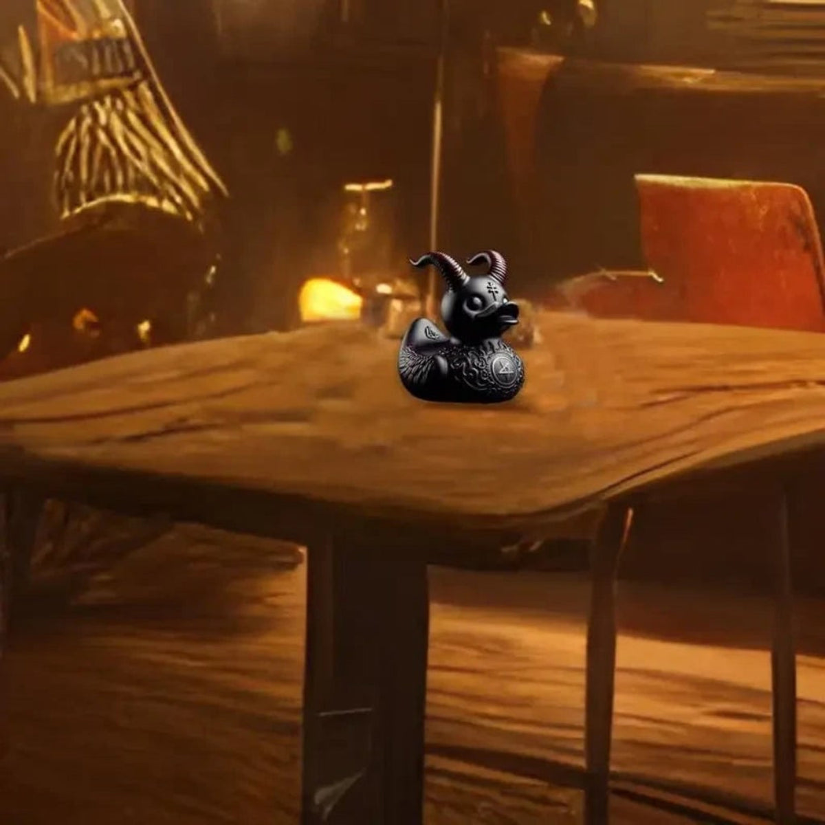 Spooky Halloween Goth Rubber Duck With Studded Collar - Image 2