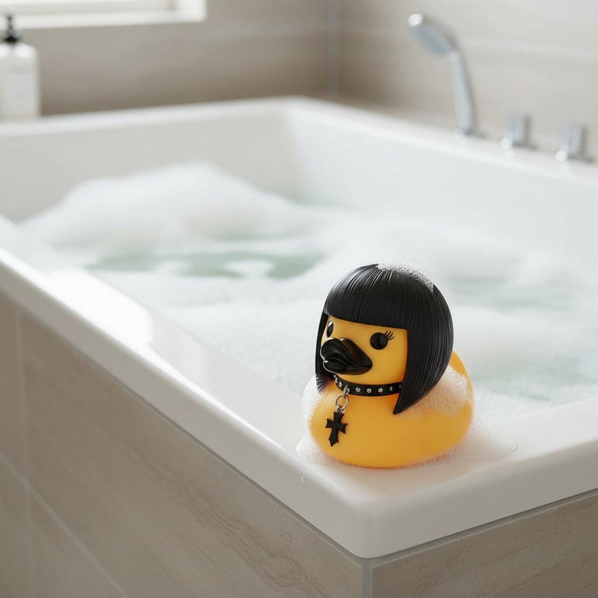 Spooky Halloween Goth Rubber Duck With Studded Collar - Image 6