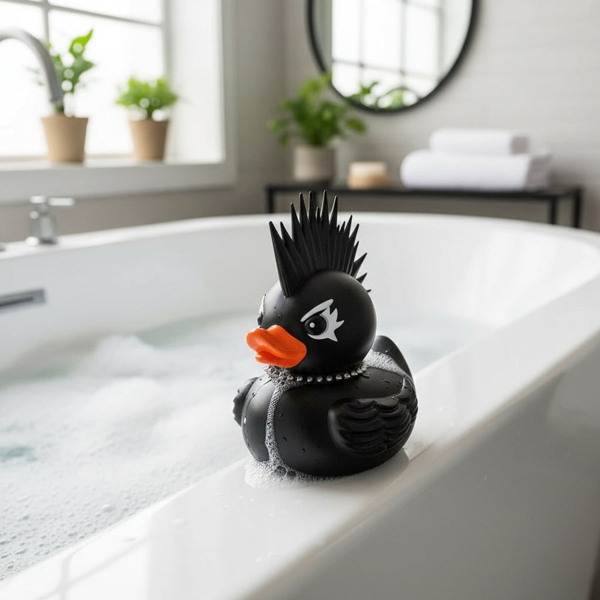 Spooky Halloween Goth Rubber Duck With Studded Collar - Image 7