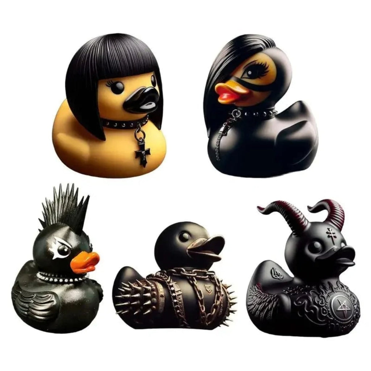 Spooky Halloween Goth Rubber Duck With Studded Collar - Image 8