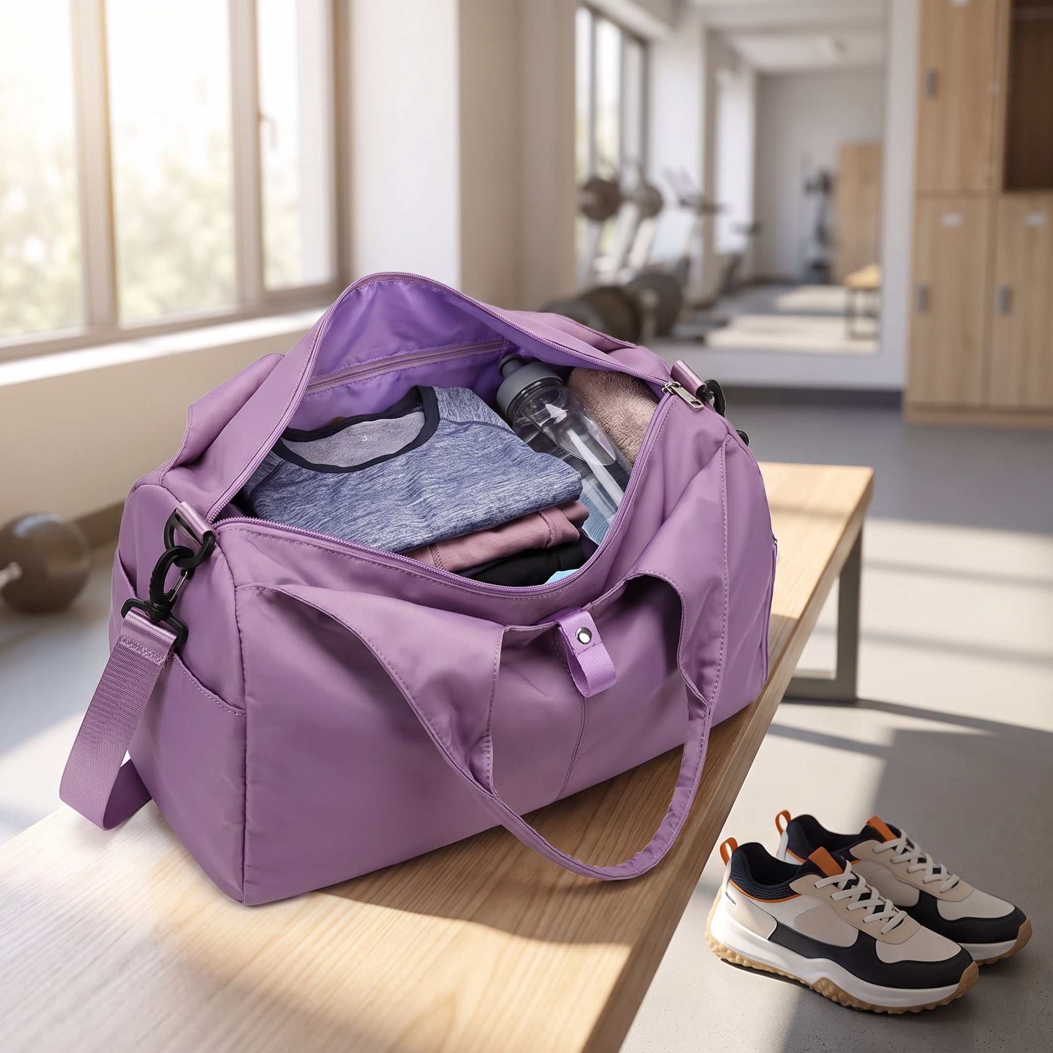 Women's Travel Bag Gym Bag Duffel Bag Sports Shoe Compartment Yoga Bag - hero