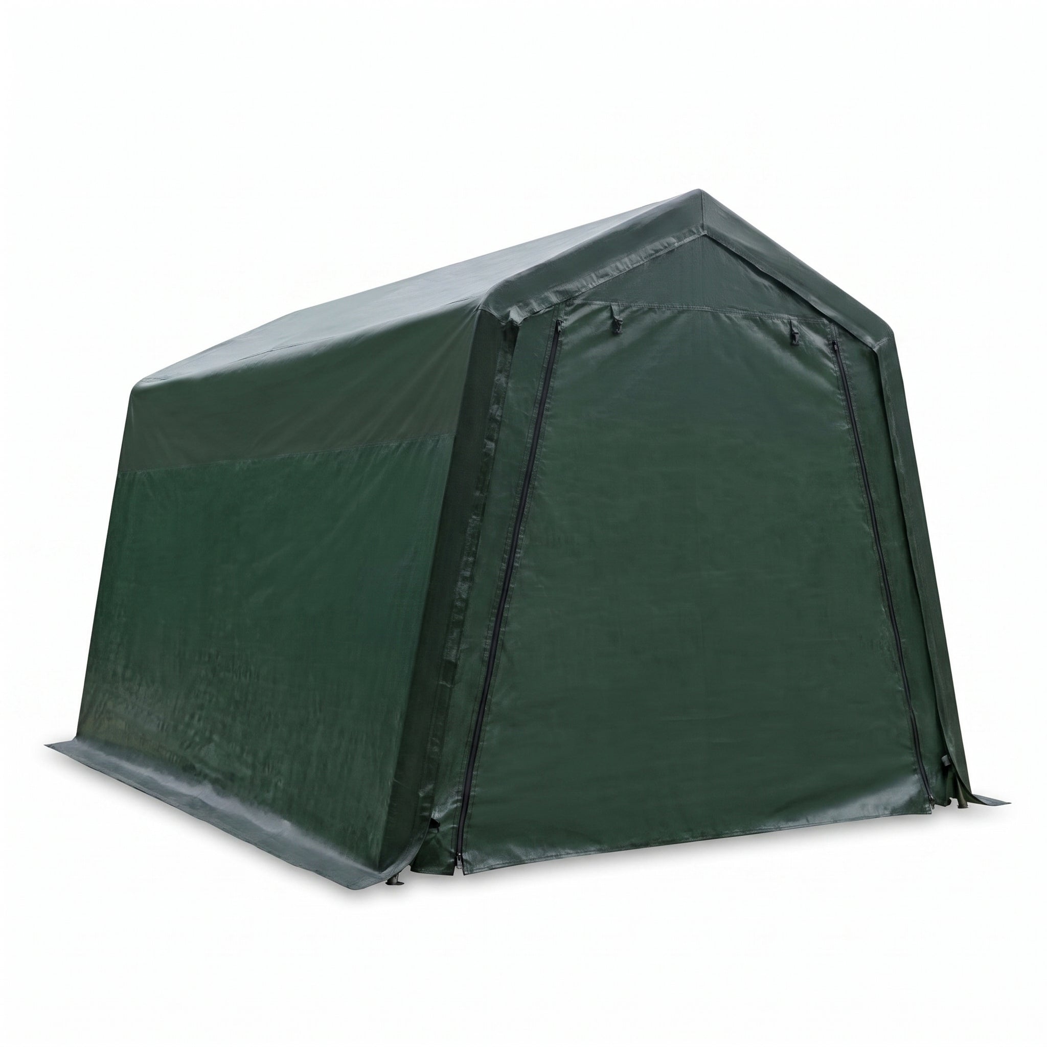 Dark Green Canopy Tent Outdoor Storage 10x10 Portable Garage - angle