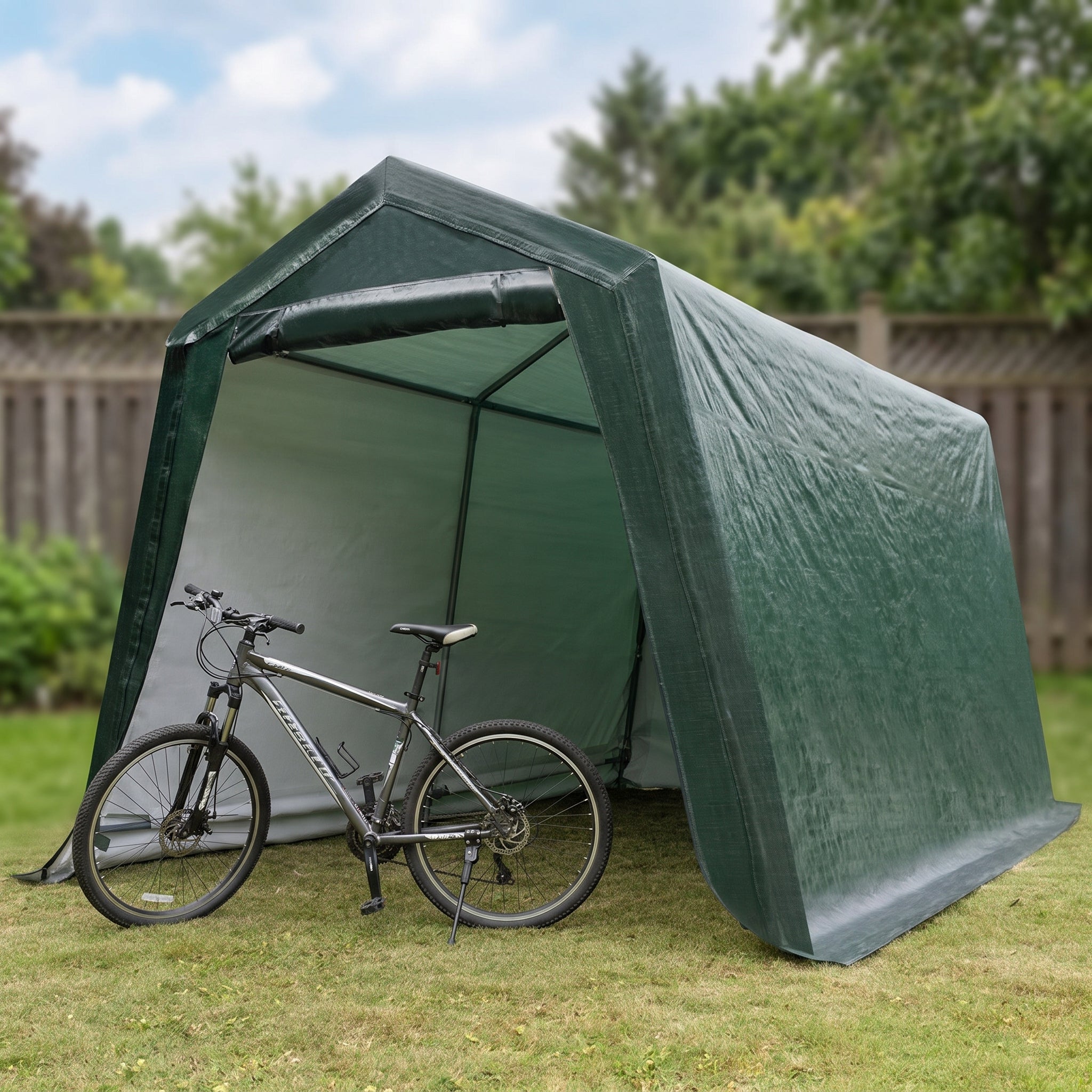 Dark Green Canopy Tent Outdoor Storage 10x10 Portable Garage - scale