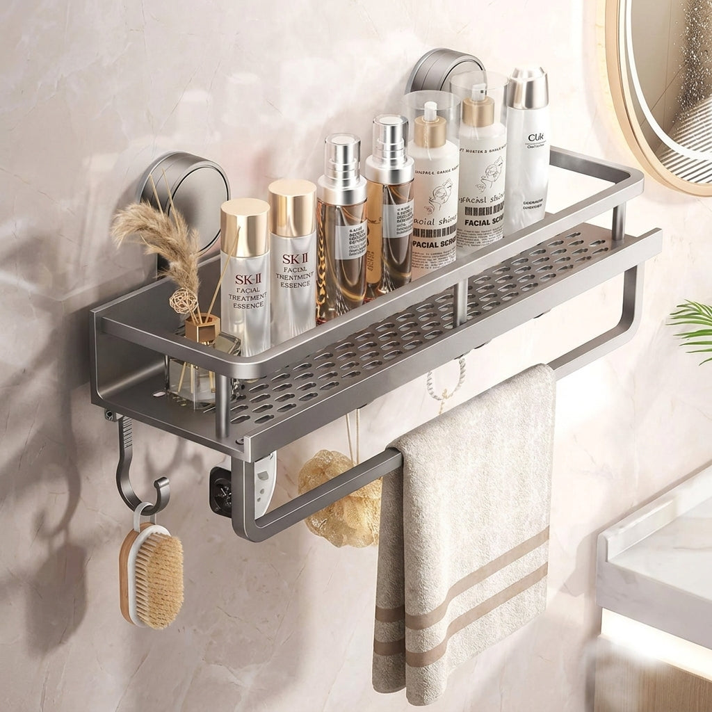 Suction Cup Shower Caddy Bathroom Shelf Wall Mounted No Drill Shelf - Image 7