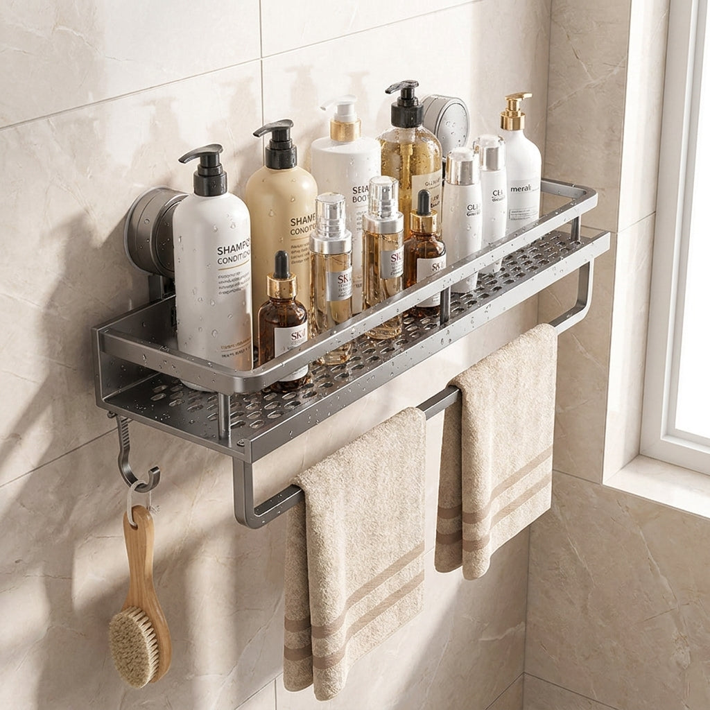 Suction Cup Shower Caddy Bathroom Shelf Wall Mounted No Drill Shelf - Image 8