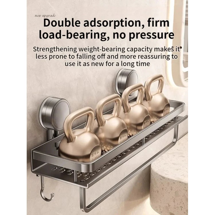 Suction Cup Shower Caddy Bathroom Shelf Wall Mounted No Drill Shelf - Image 3