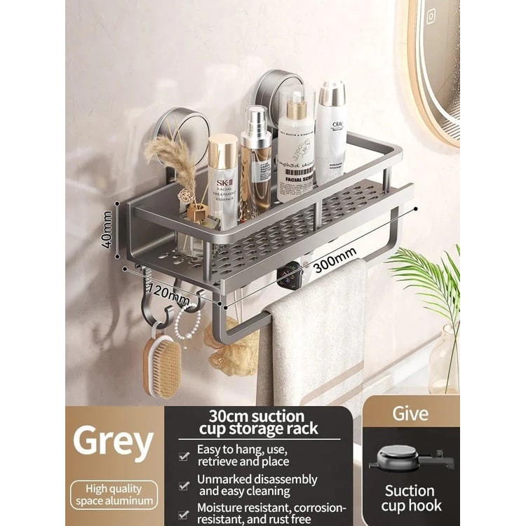 Suction Cup Shower Caddy Bathroom Shelf Wall Mounted No Drill Shelf - Image 6