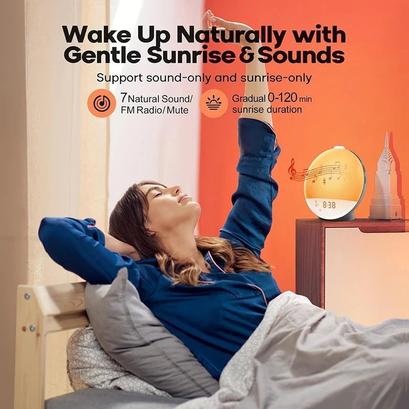 Sunrise Alarm Clock, Bedside Wake-Up Light with Sunset Simulation & FM Radio — image 3