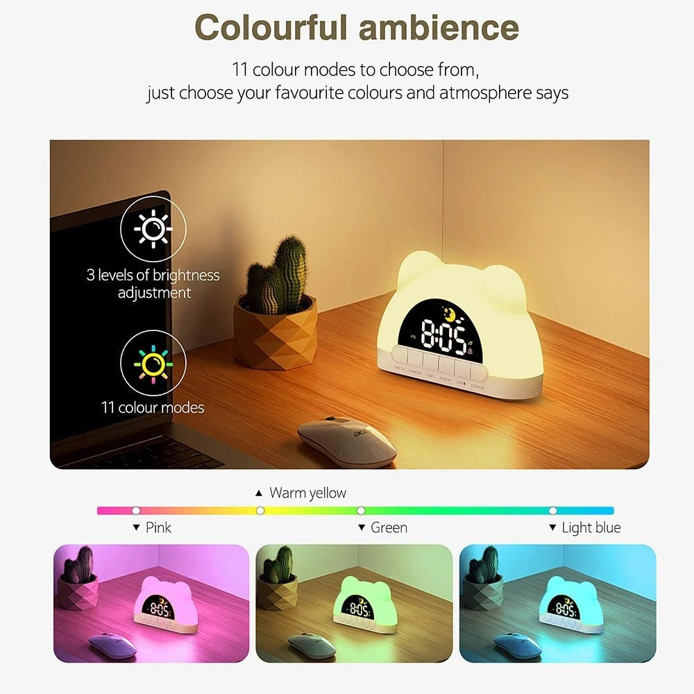 Sunrise Alarm Clock for Kids, Cute Bear Night Light with Colorful Glow — image 5