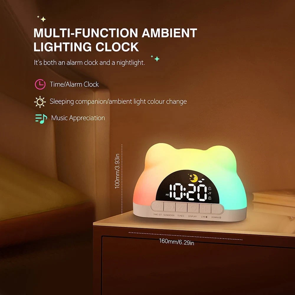 Sunrise Alarm Clock for Kids, Cute Bear Night Light with Colorful Glow — image 6