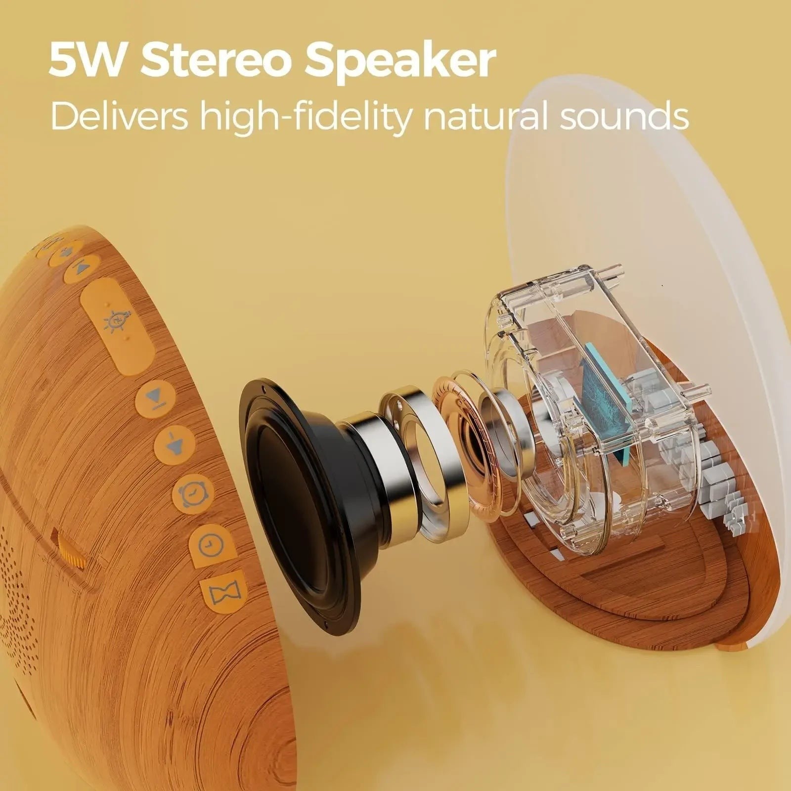 Sunrise Alarm Clock in Wood Grain with Sound Machine, 26 Sleep Sounds & Night Light — image 4