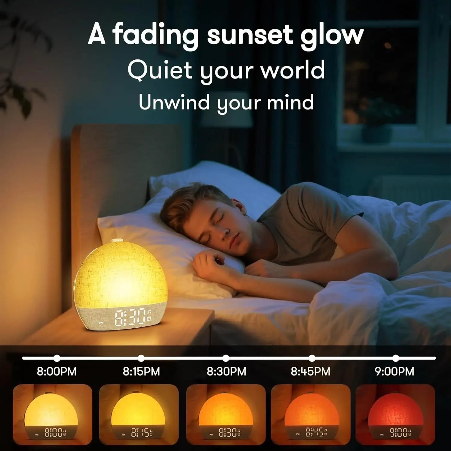 Sunrise Alarm Clock with 30 White Noise Sounds, Dimmable RGB Night Light & Sleep Timer — image 2