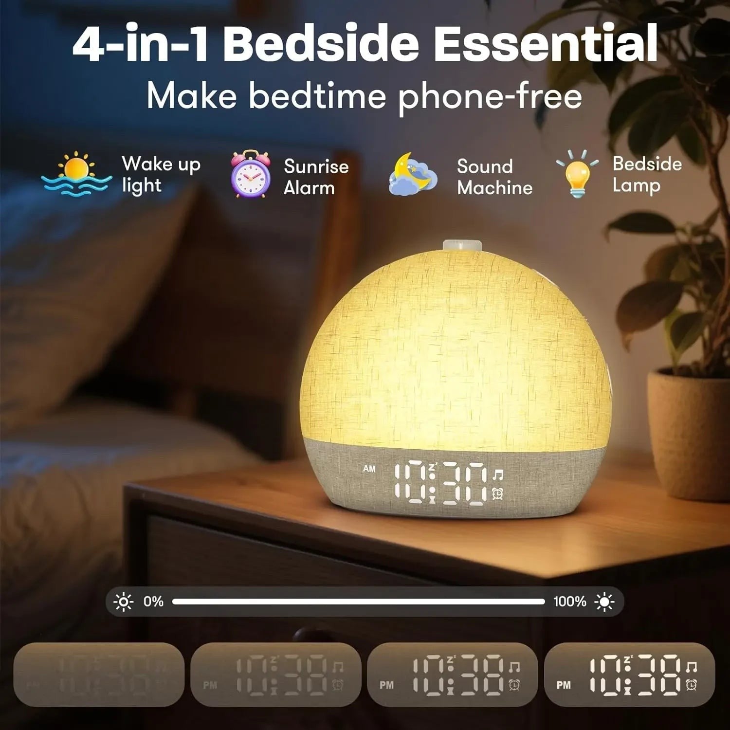 Sunrise Alarm Clock with 30 White Noise Sounds, Dimmable RGB Night Light & Sleep Timer — image 3