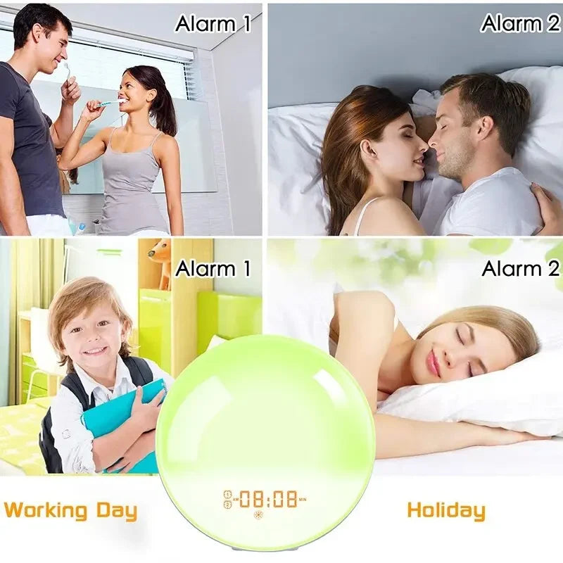 Sunrise Alarm Clock with Sunset Simulation, Night Light & FM Radio Desk Clock - Image 3