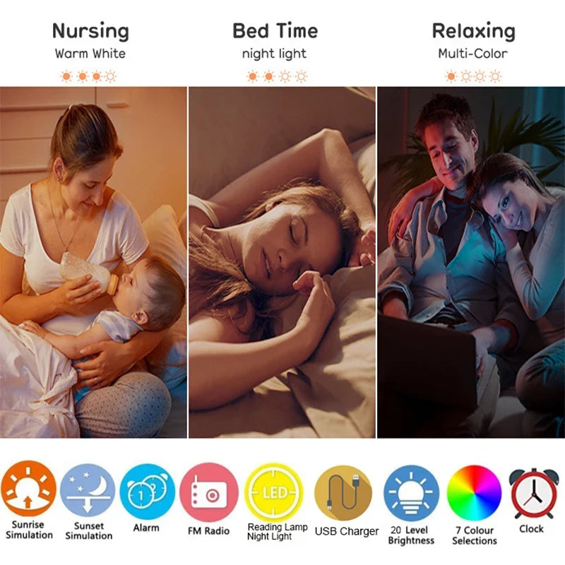 Sunrise Alarm Clock with Sunset Simulation, Night Light & FM Radio Desk Clock - Image 4