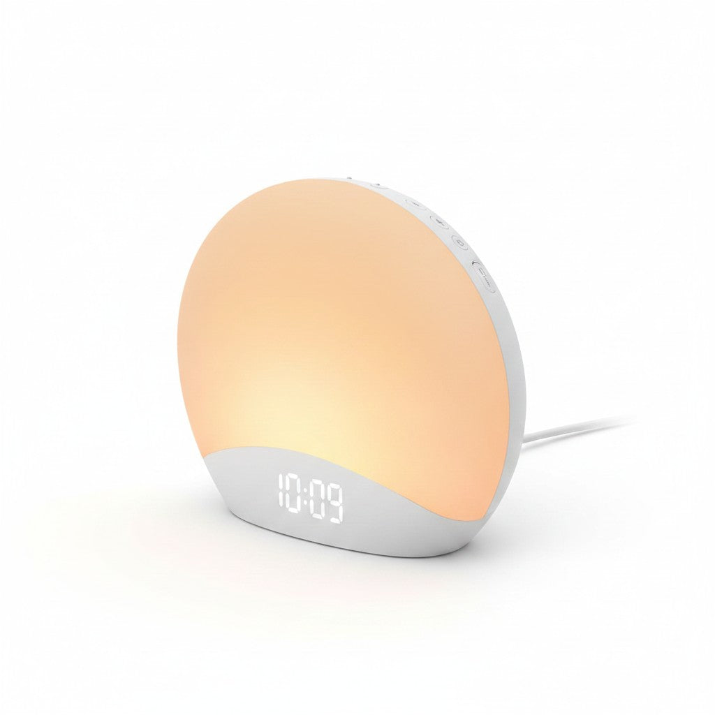 sunrise alarm clock product photo on white background