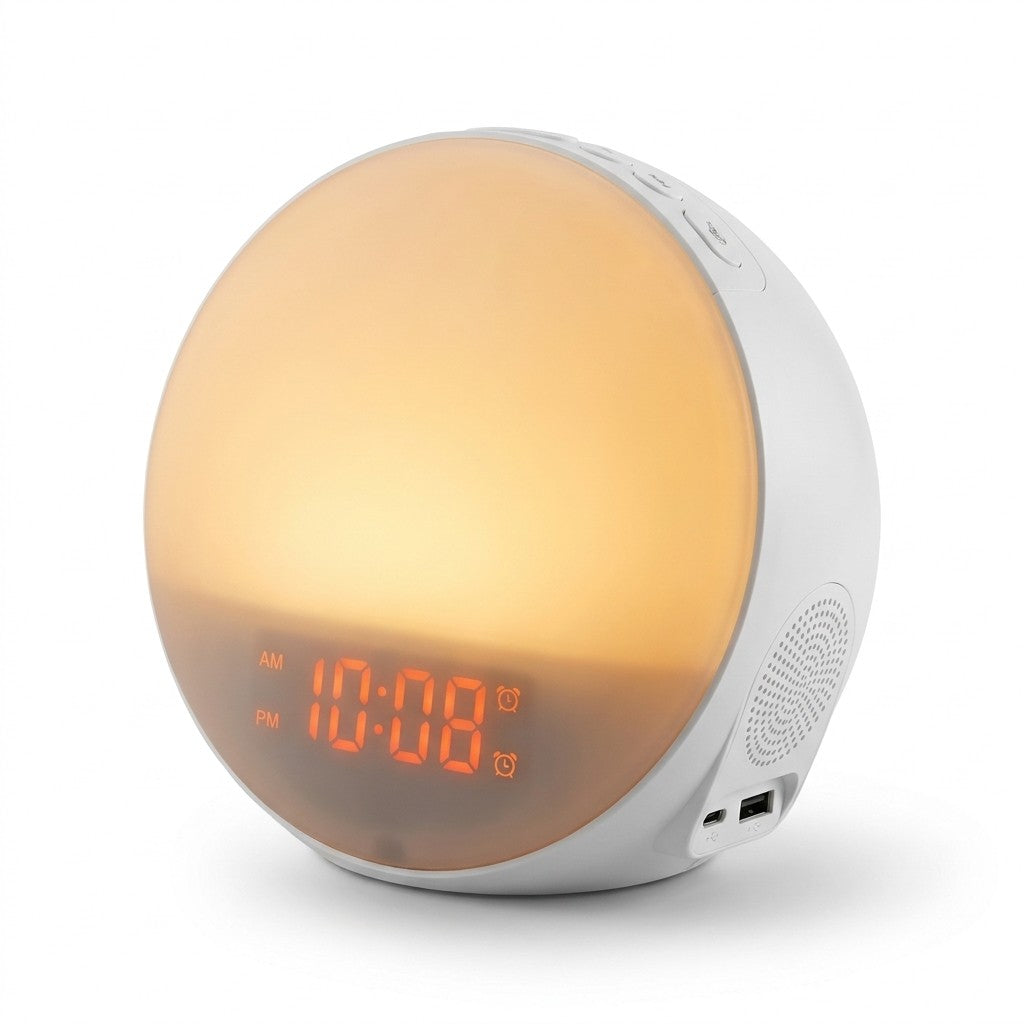 sunrise alarm clock product photo on white background
