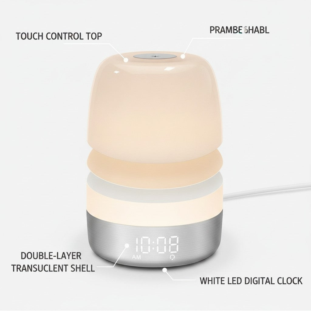 sunrise alarm clock lamp close-up construction and materials