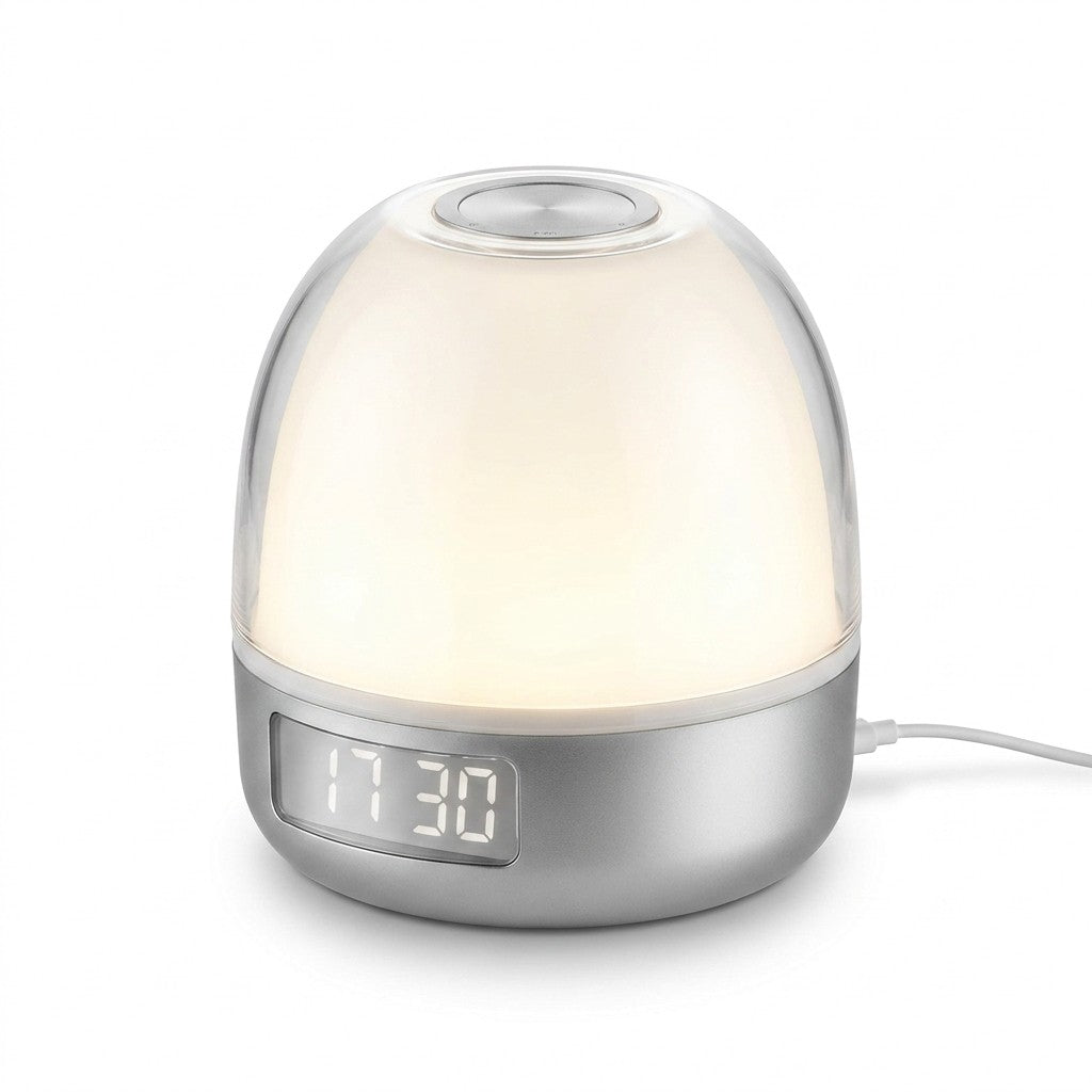 sunrise alarm clock product photo on white background