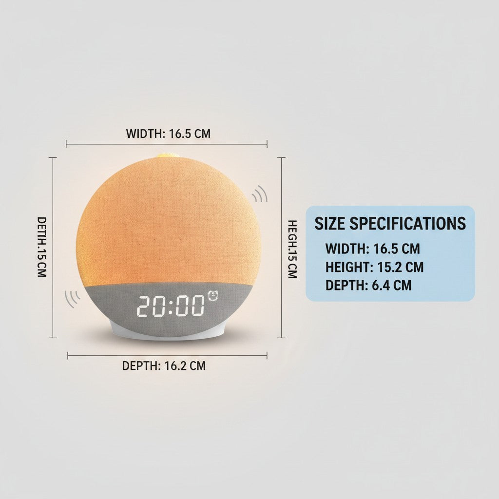 sunrise alarm clock dimensions and size guide