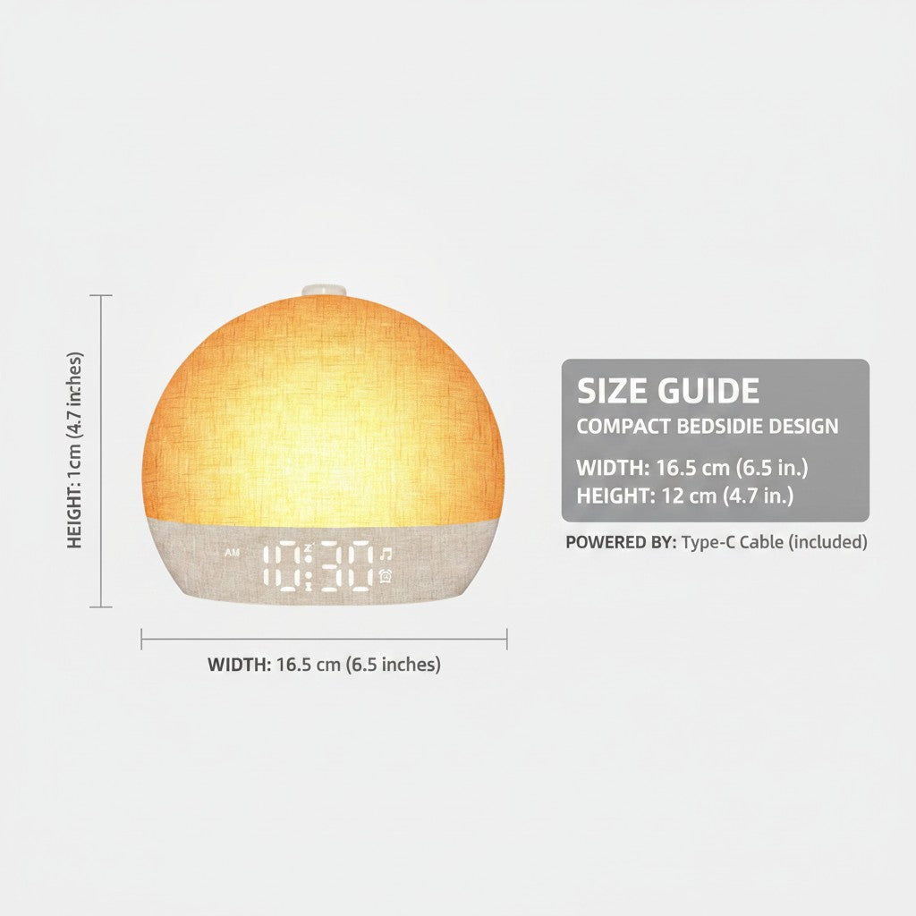 sunrise alarm clock dimensions and size guide