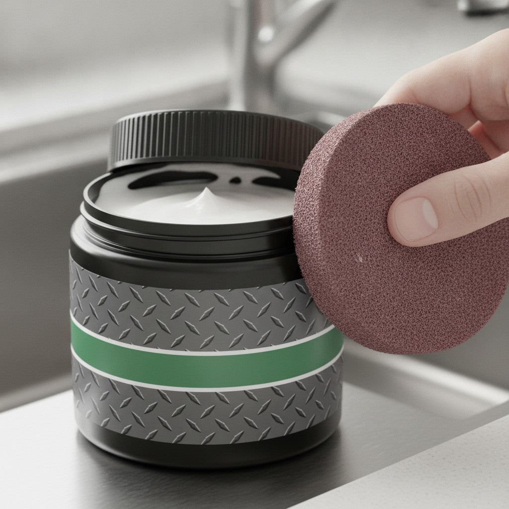 surface polishing compound in use, lifestyle scene