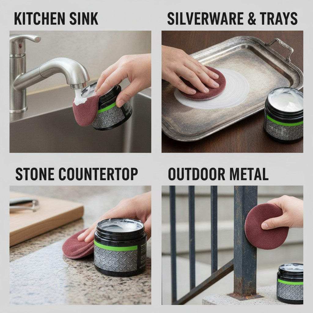 surface polishing compound shown in multiple settings
