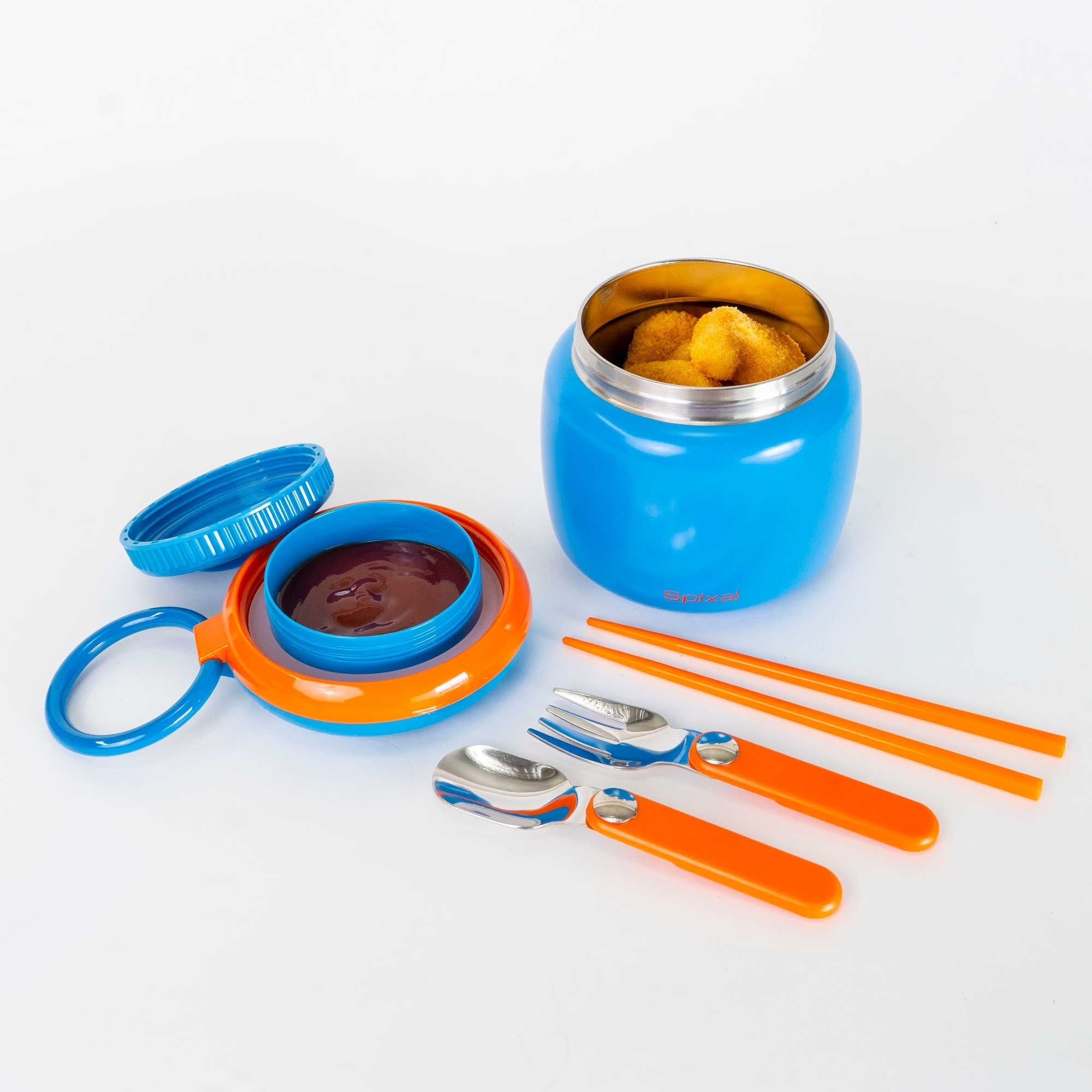 Thermos Food Container Wall Insulated Blue Orange Insulated Food Jar - Image 4