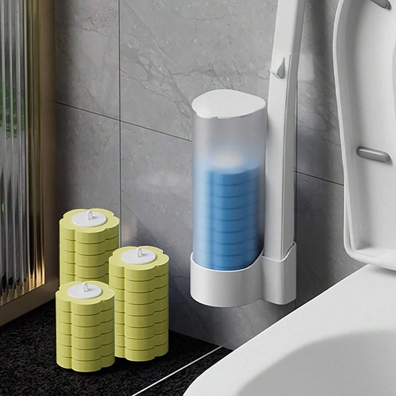 Toilet Cleaning Disposable Toilet Brush Holder Push Button Design - Image 14