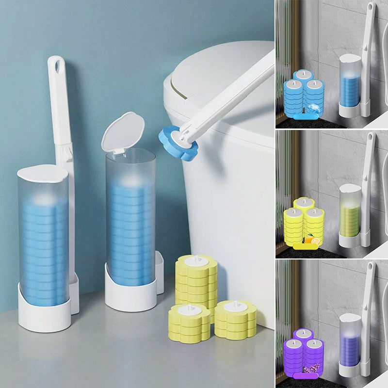 Toilet Cleaning Disposable Toilet Brush Holder Push Button Design - Image 16