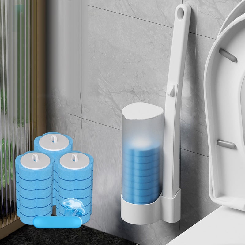 Toilet Cleaning Disposable Toilet Brush Holder Push Button Design - Image 18