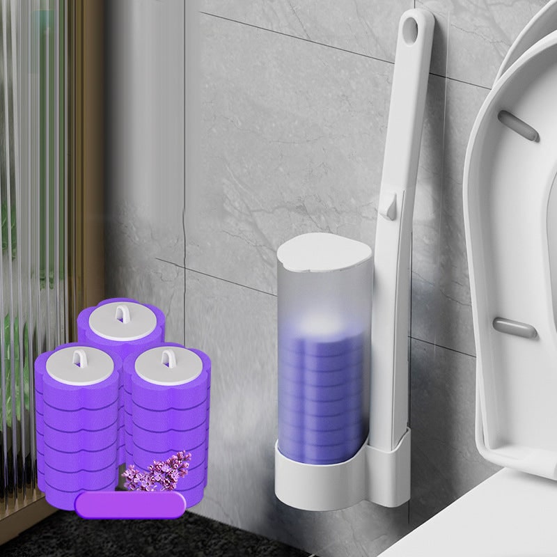 Toilet Cleaning Disposable Toilet Brush Holder Push Button Design - Image 20