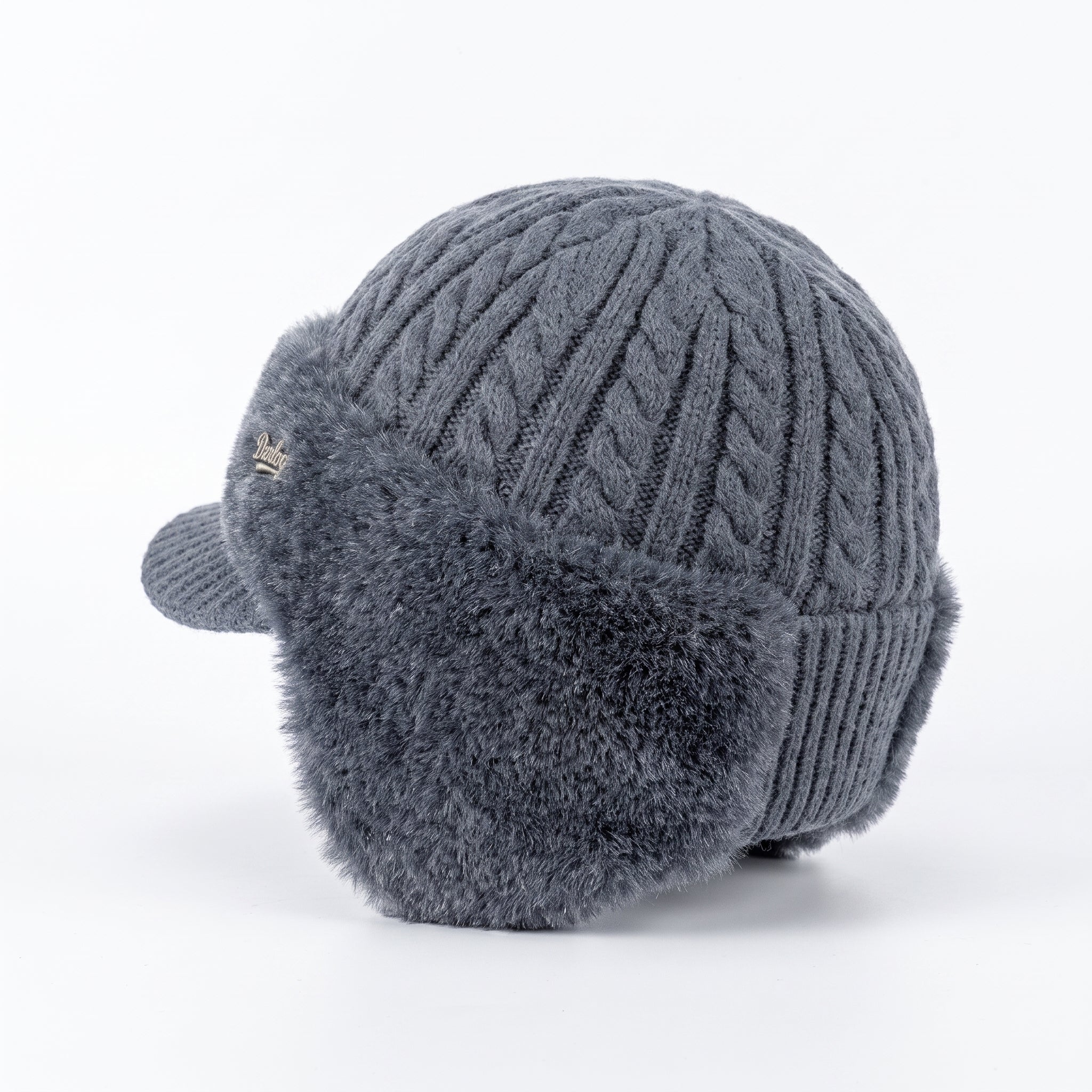 Snow Hat Aviator Knitted Faux Fur Trim Ear Flaps Hunter - angle