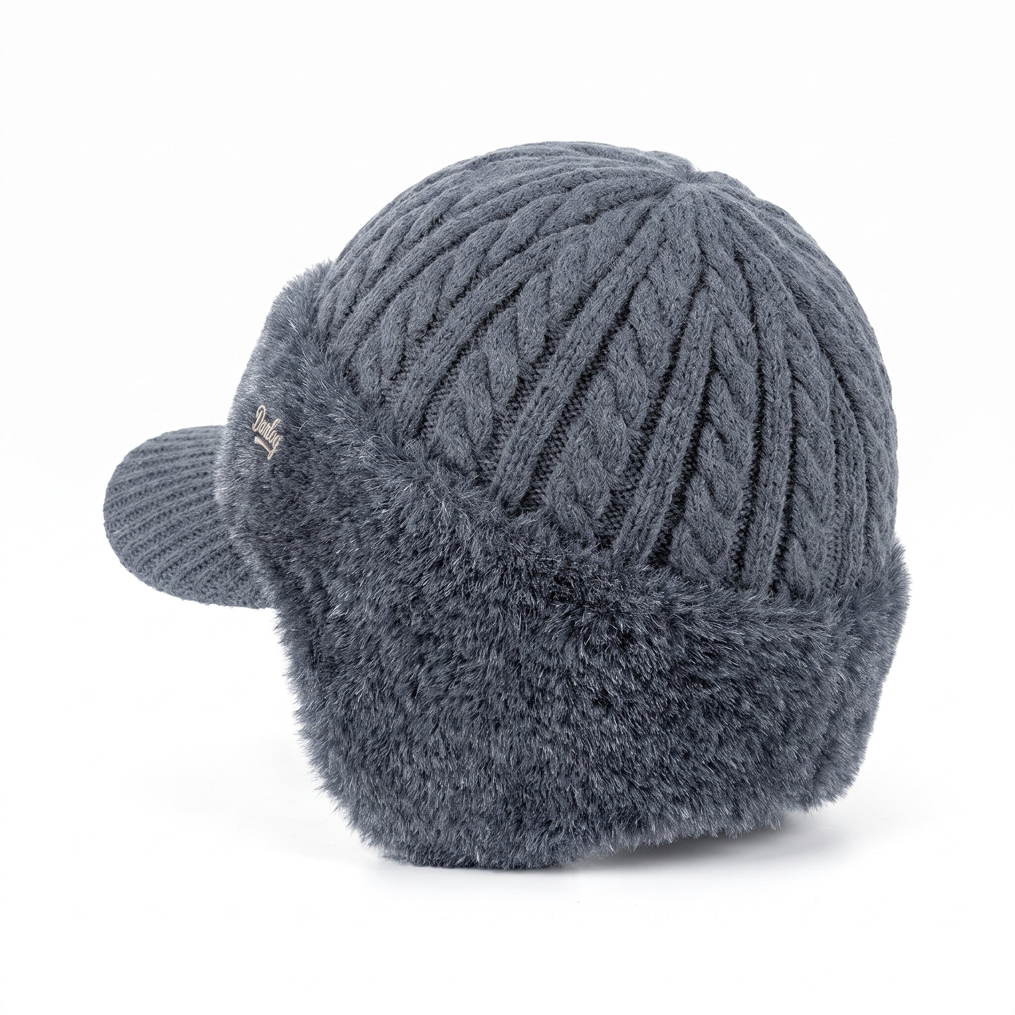 Snow Hat Aviator Knitted Faux Fur Trim Ear Flaps Hunter - angle