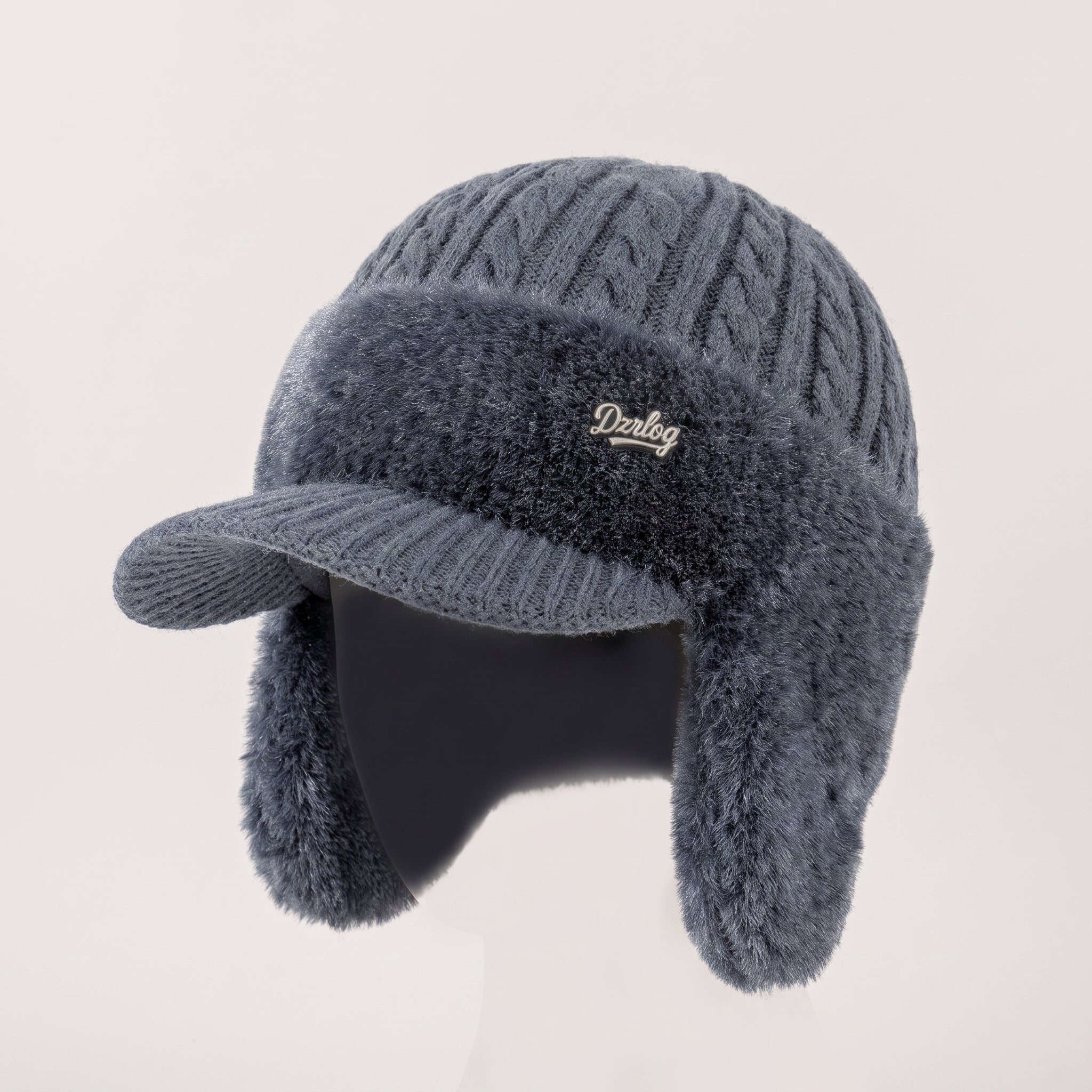 Snow Hat Aviator Knitted Faux Fur Trim Ear Flaps Hunter - hero